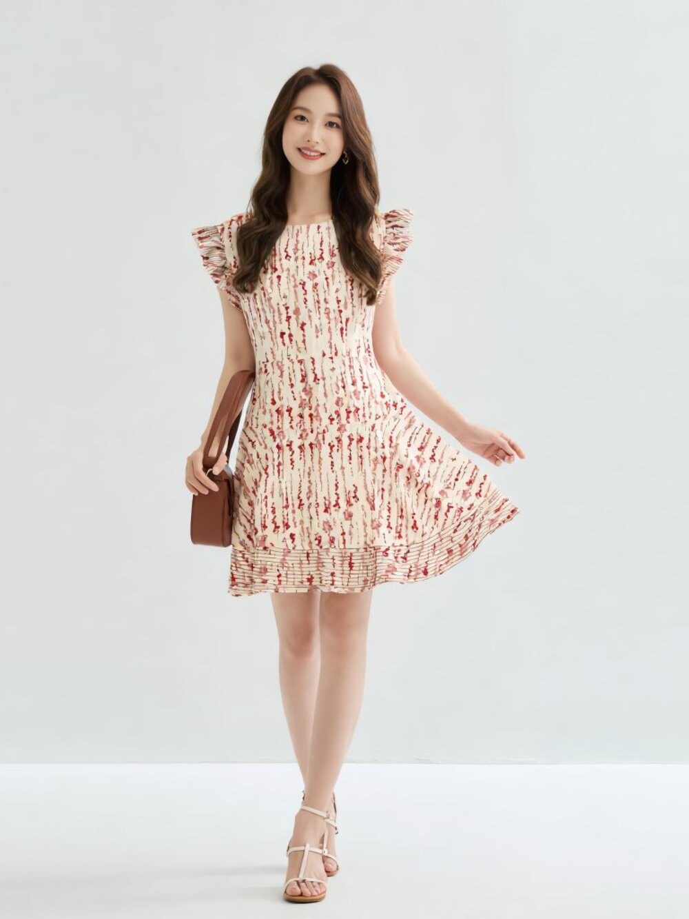 Tara Jarmon Paris Cherry Blossom Flutter Sleeve Dress Size 36 (US 4)